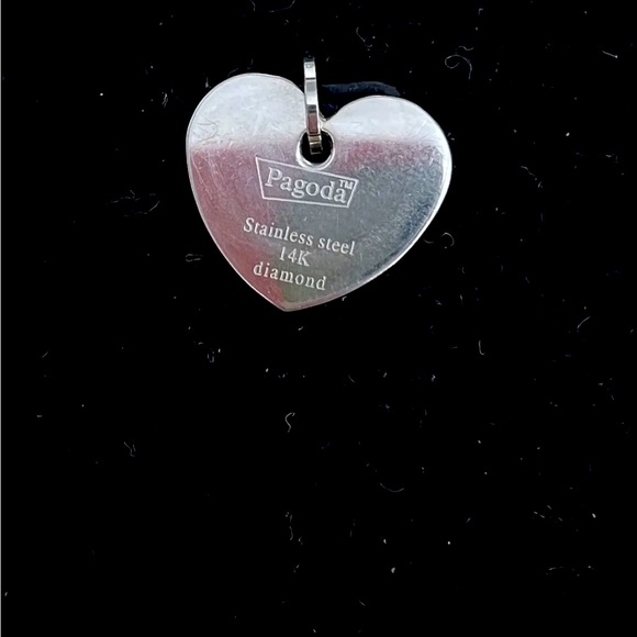 PAGODA Stainless Steel /14k Gold Diamond“Mother Child Heart Pendant NWOT! - Picture 4 of 4